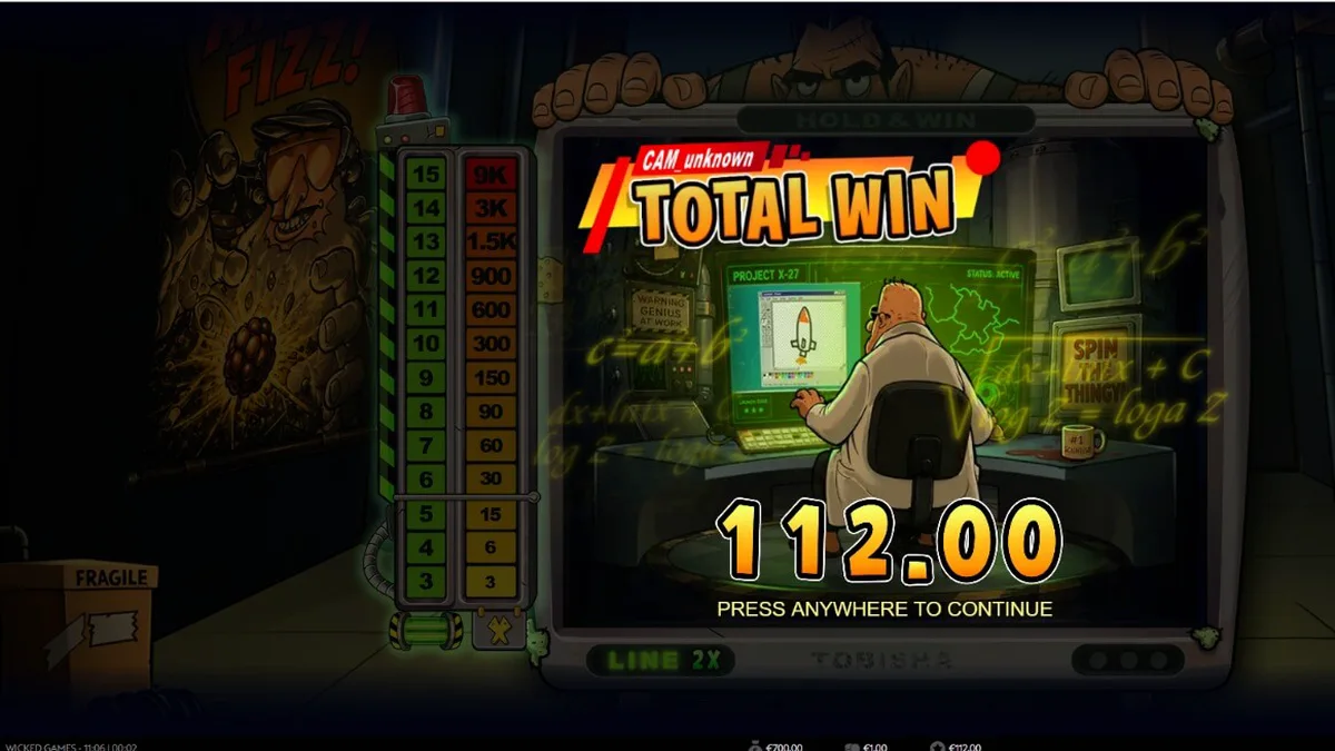 Tampilan visual slot Enriched dengan tema nuklir retro