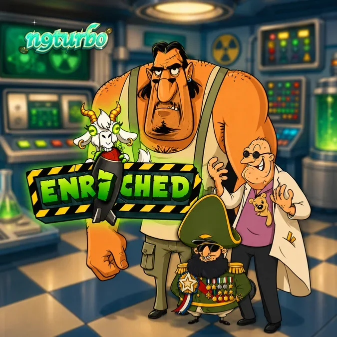 Tampilan visual slot Enriched dengan tema reaktor nuklir dan estetika retro.